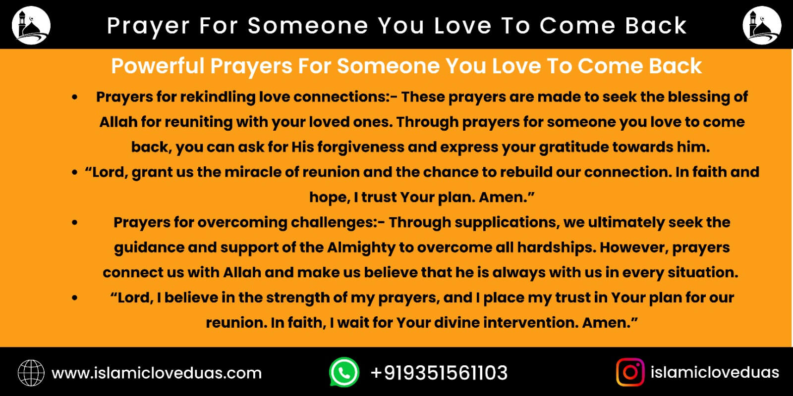 Prayer For Someone You Love To Come Back
